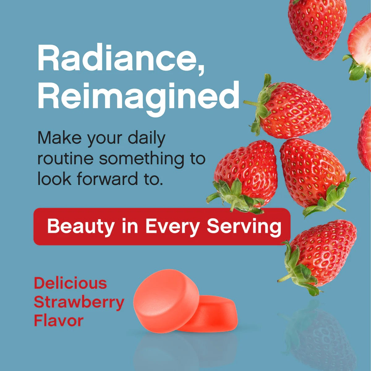 VitalBoost Collagen Bio-Peptides Gummies - Delicious Strawberry Flavor, 60 Count