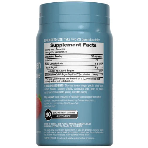 VitalBoost Collagen Bio-Peptides Gummies - Delicious Strawberry Flavor, 60 Count